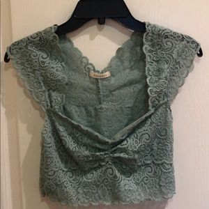Lace crop top. Size S. Mint color.